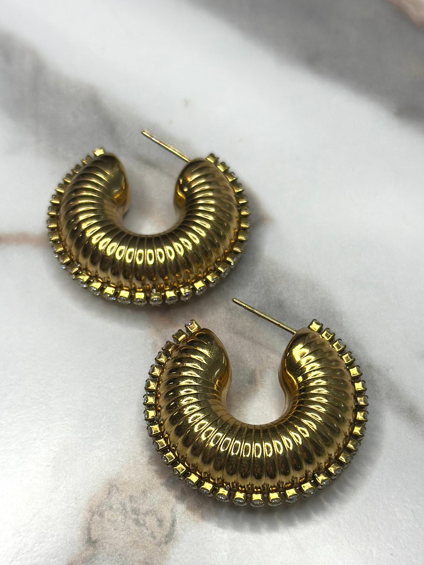 Alice Textured Rhinestone Earrings