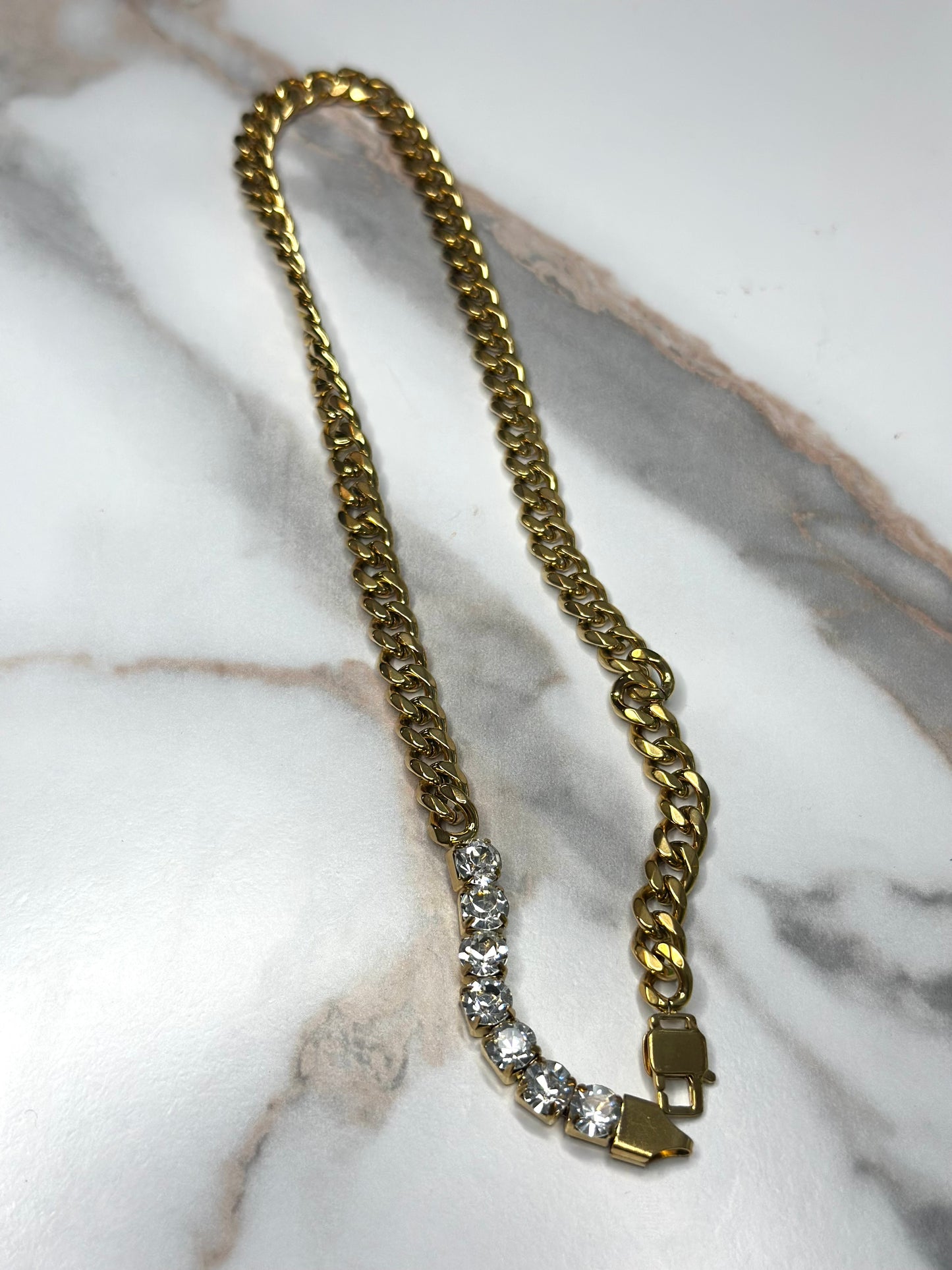 Selena Rhinestone chain-link necklace