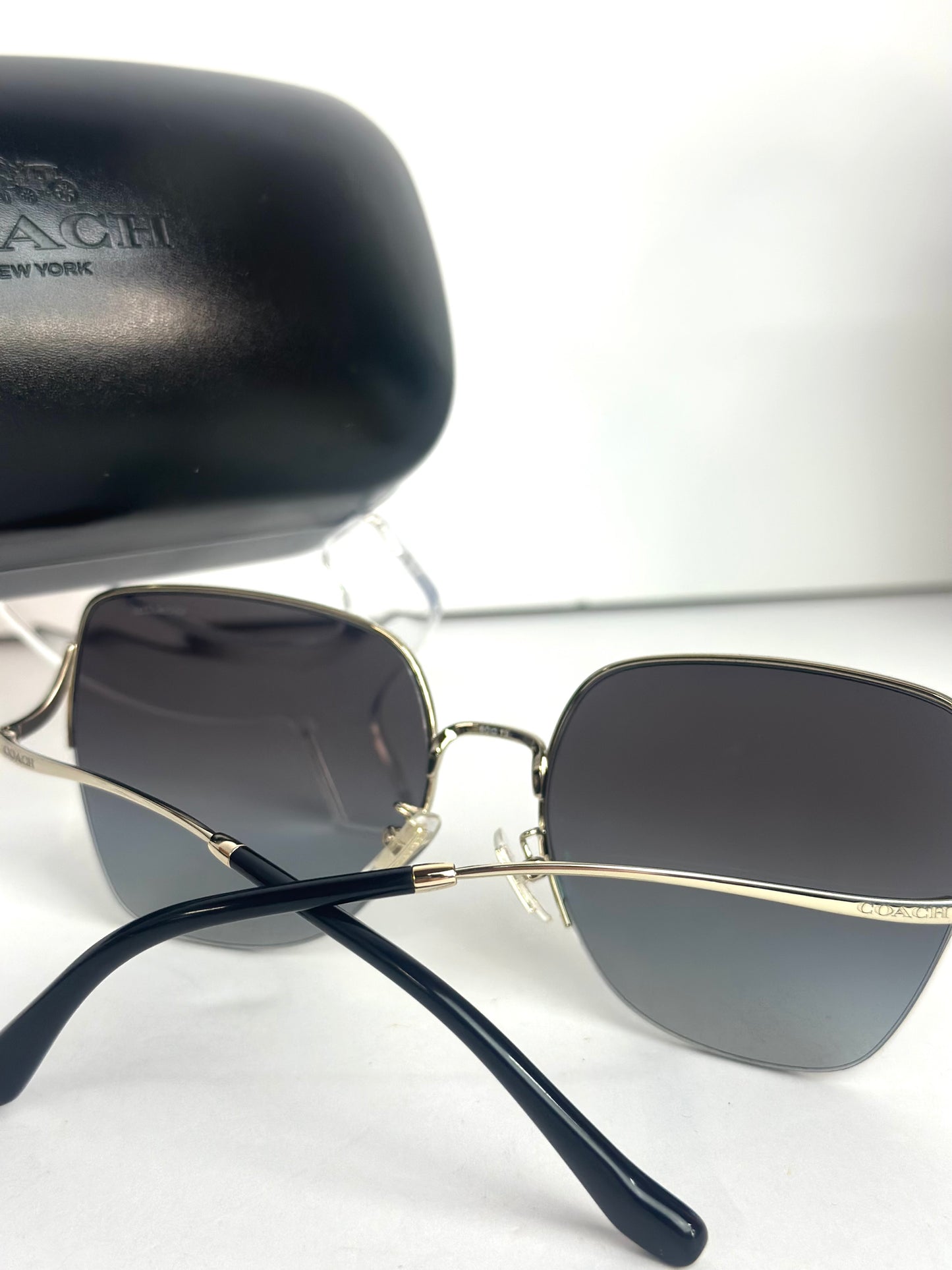 #28 Pre-owned Coach Women's Shiny Light Gold Sunglasses