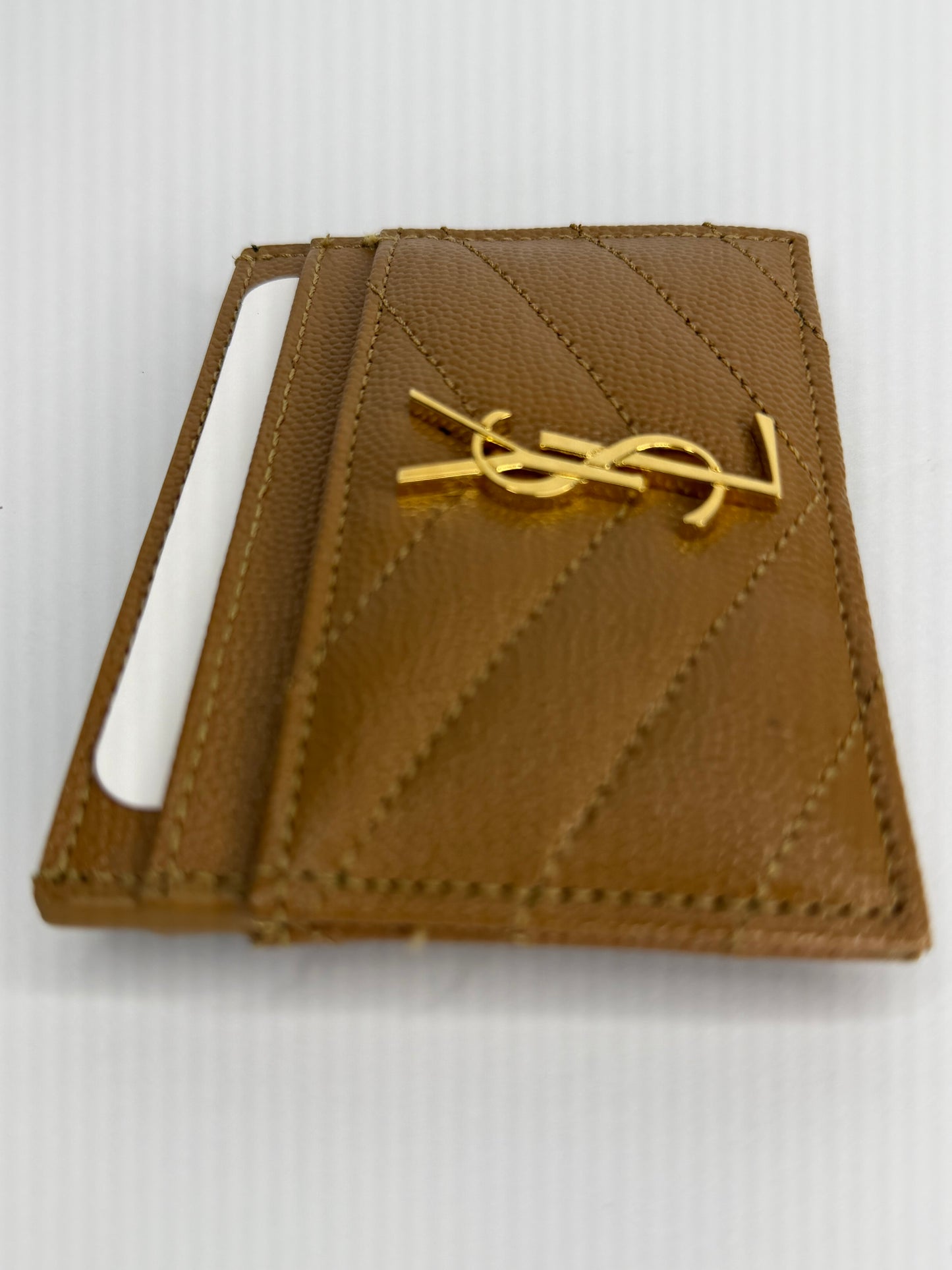 Pre-owned Saint Laurent camel leather card holder
