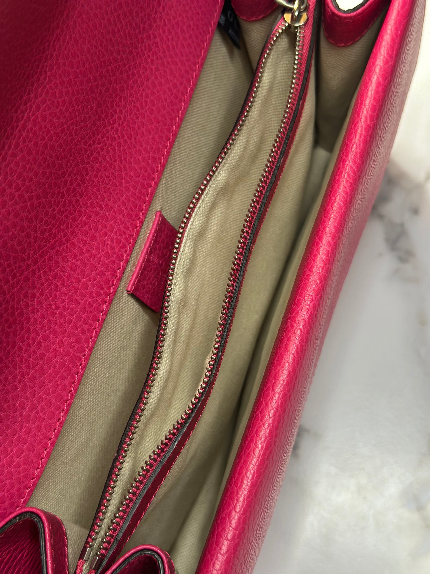 Pre-owned Gucci Hot Pink Leather Medium Dionysus Shoulder bag w/Crystal embellishments