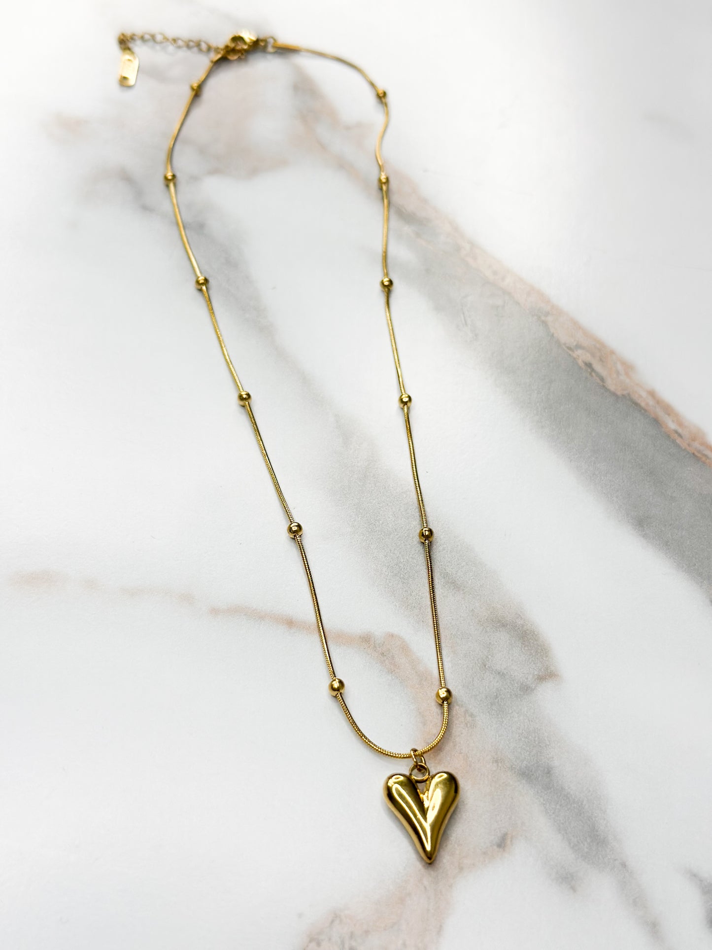 Dainty Puff Heart Necklace