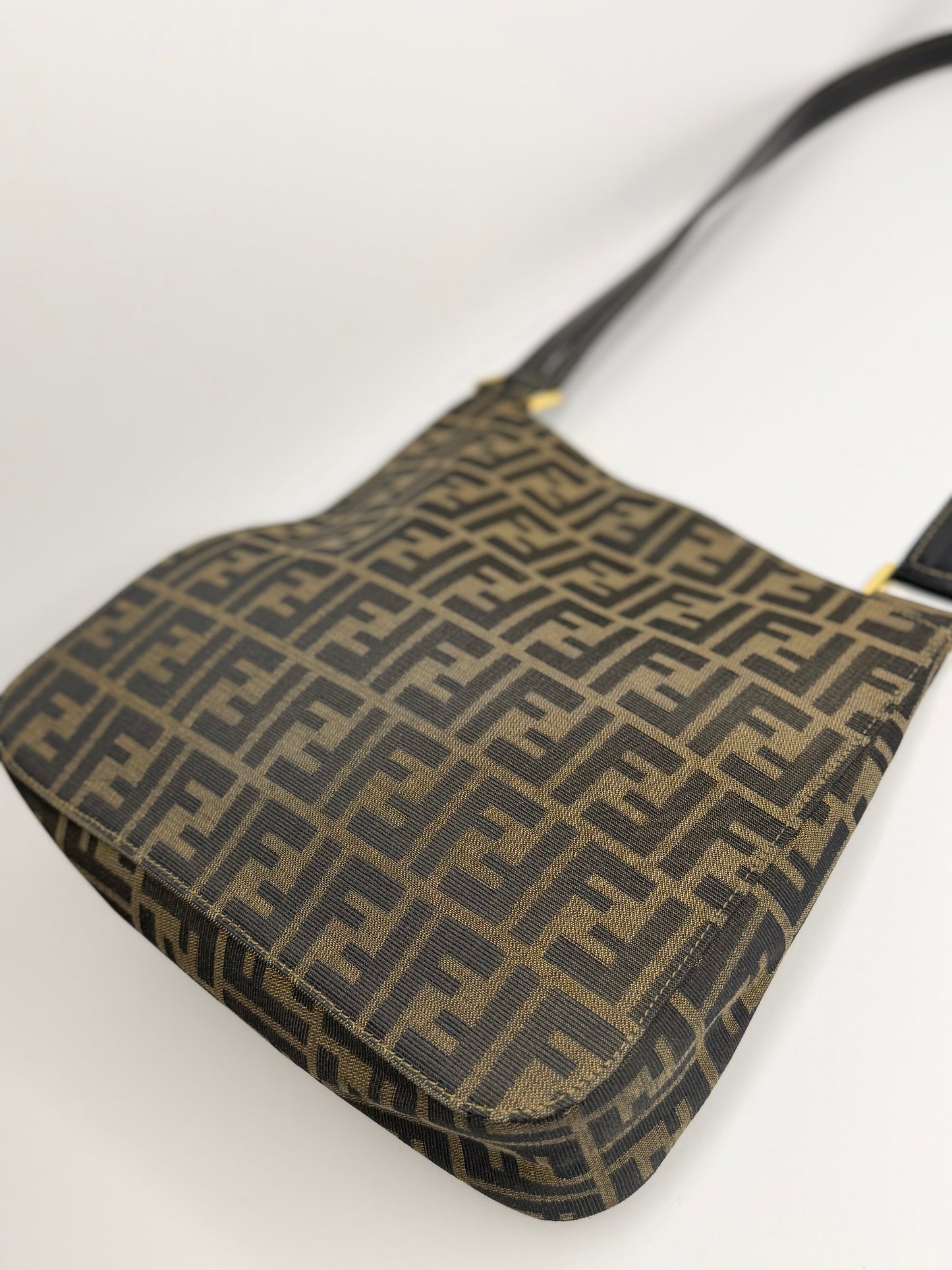 Pre-owned FENDI Zucchino Shoulder Bag Canvas Brown