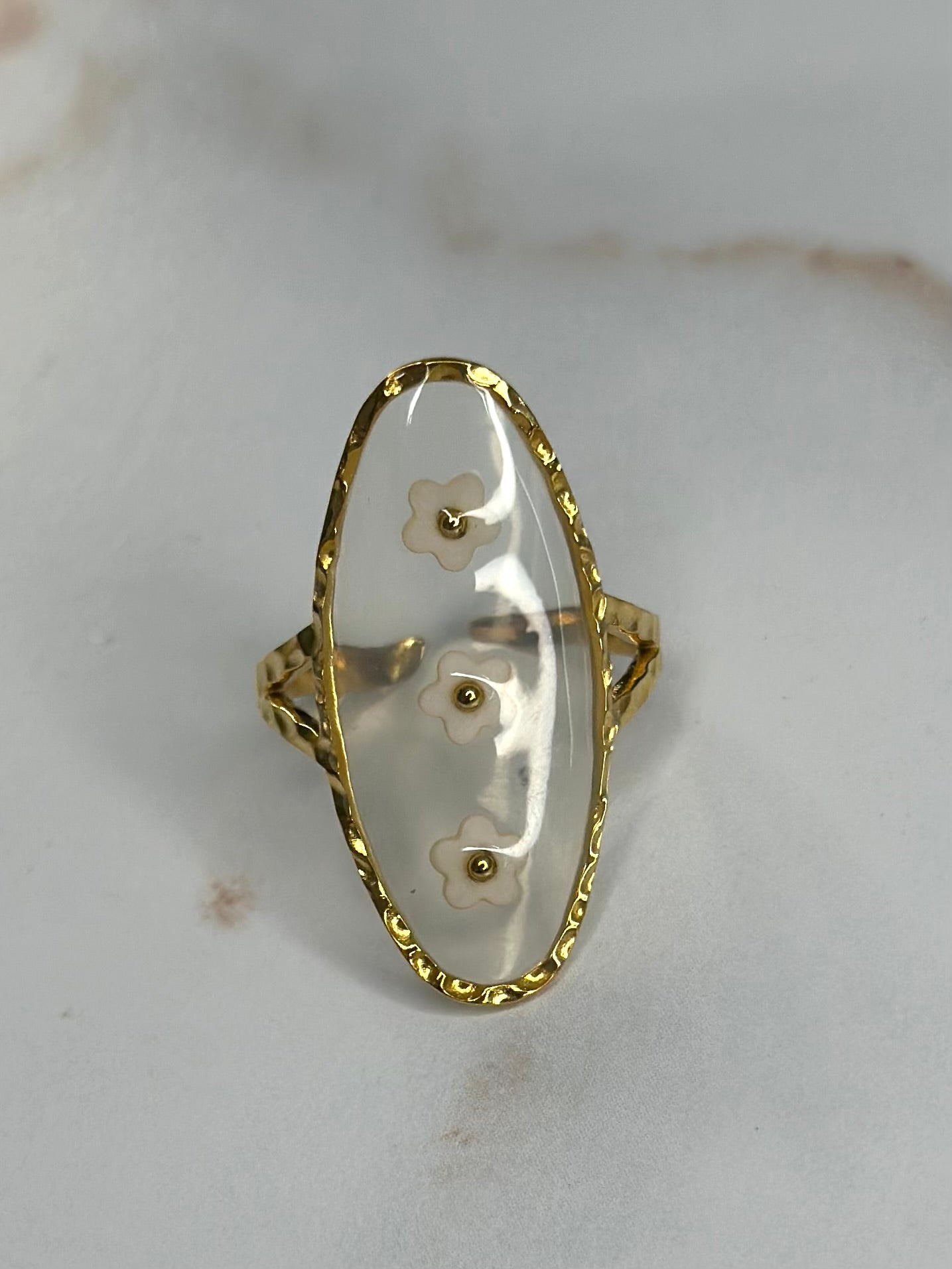 Floral trio adjustable ring