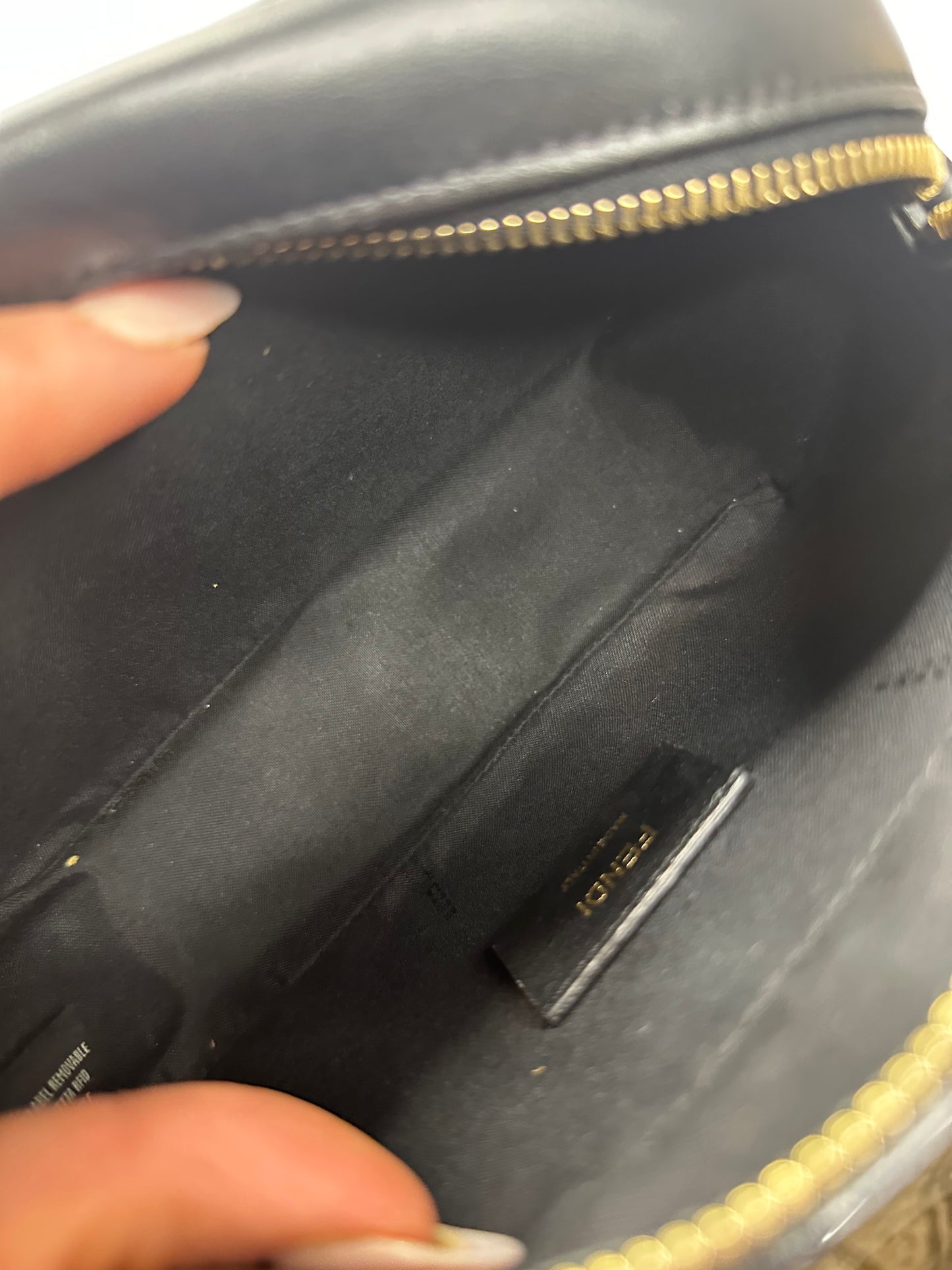 Pre-owned Fendi Glazed Fabric Vitello Stamp Camera Bag