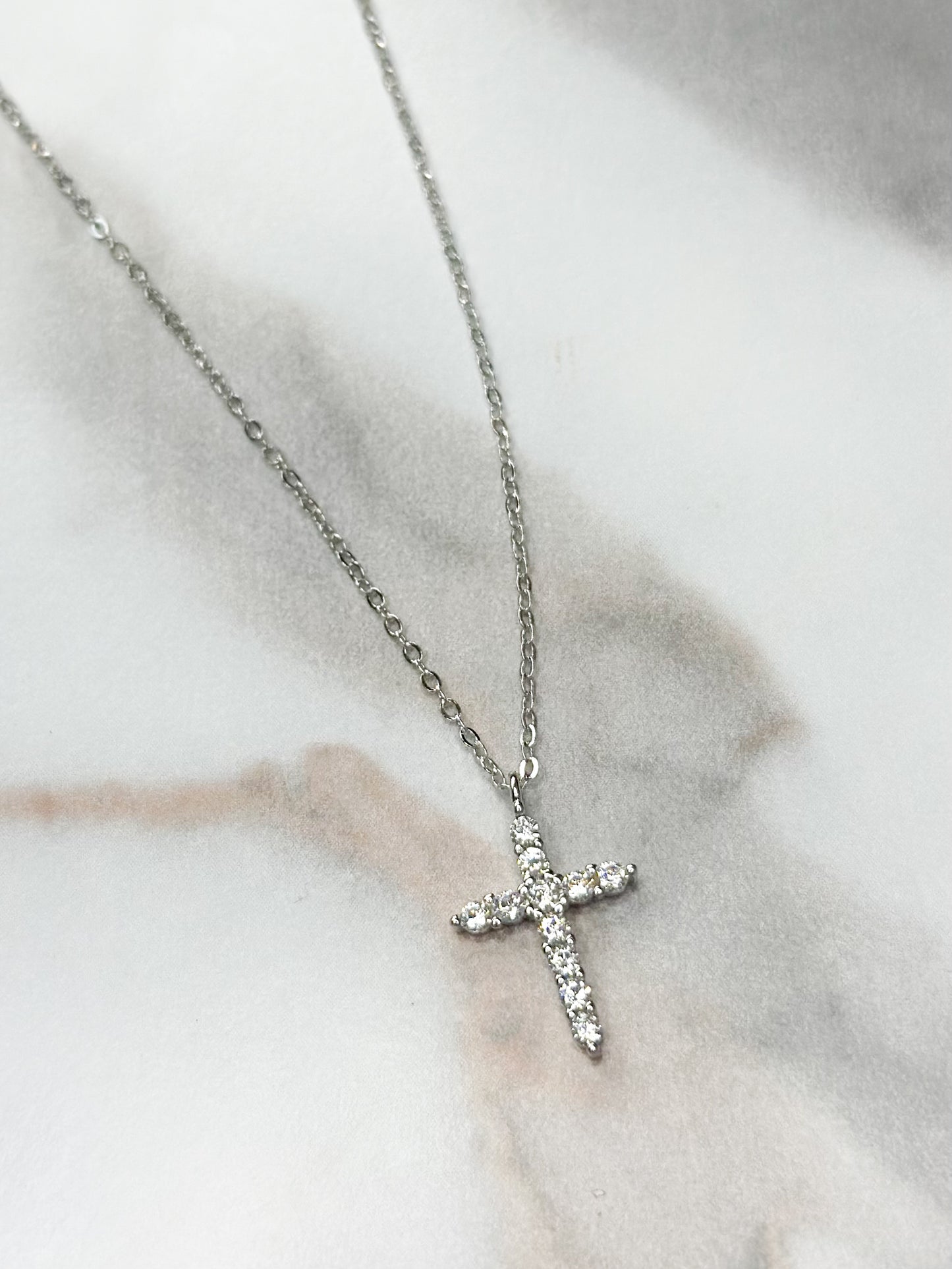 Dainty cross SLR necklace