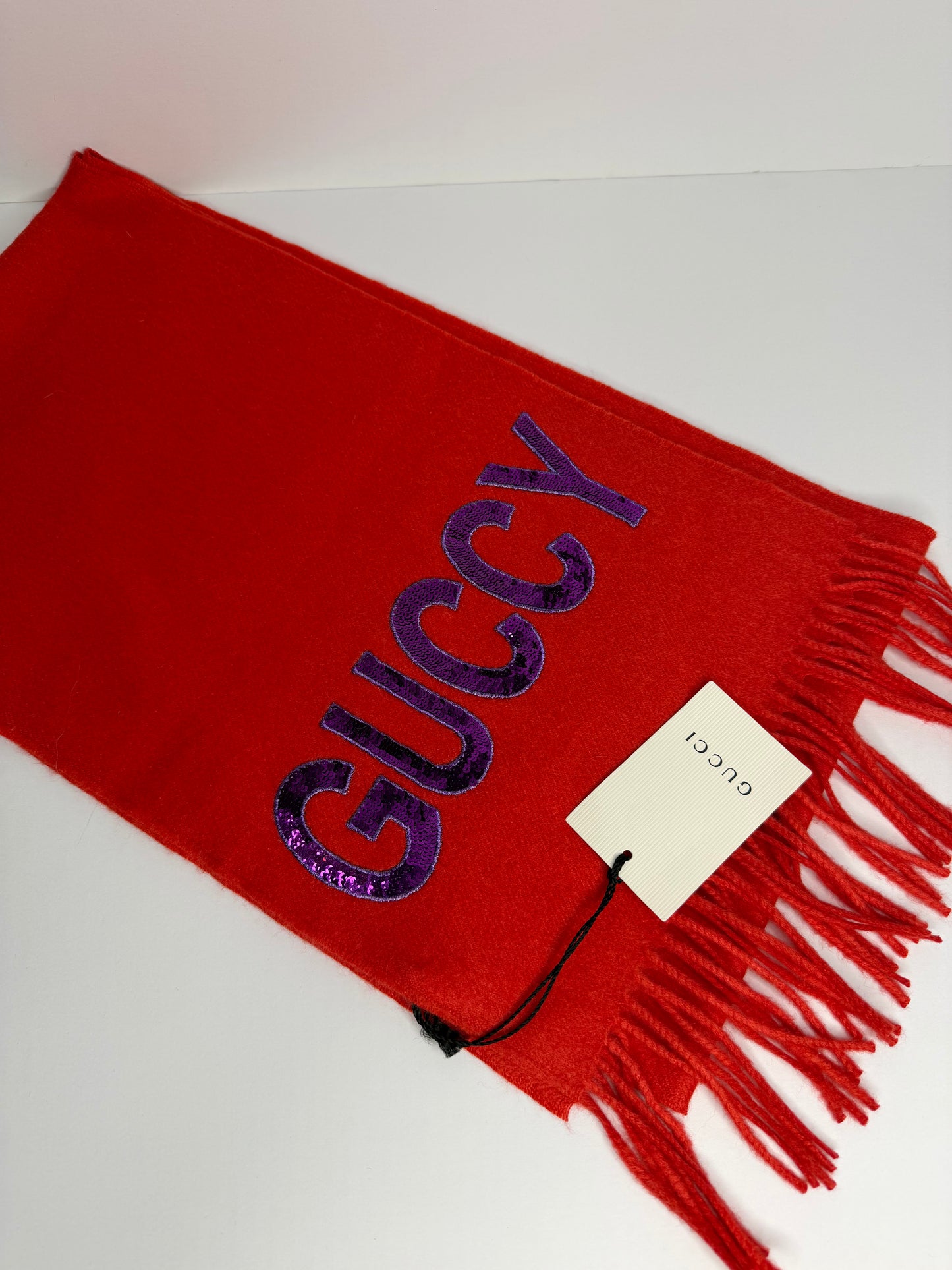 Pre-owned Gucci sequin-embroidery "Guccy" scarf in silk and cashmere blend