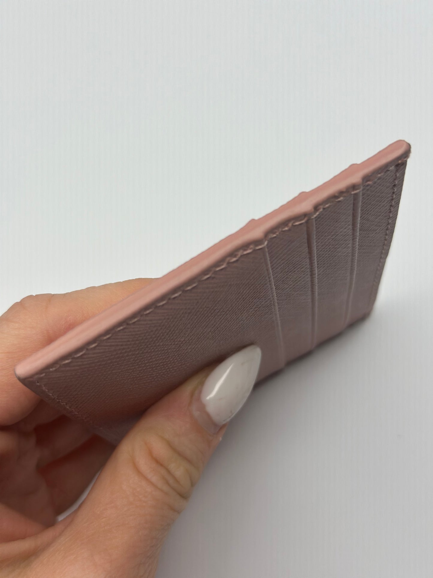 Pre-owned Prada soft pink Saffiano leather card holder