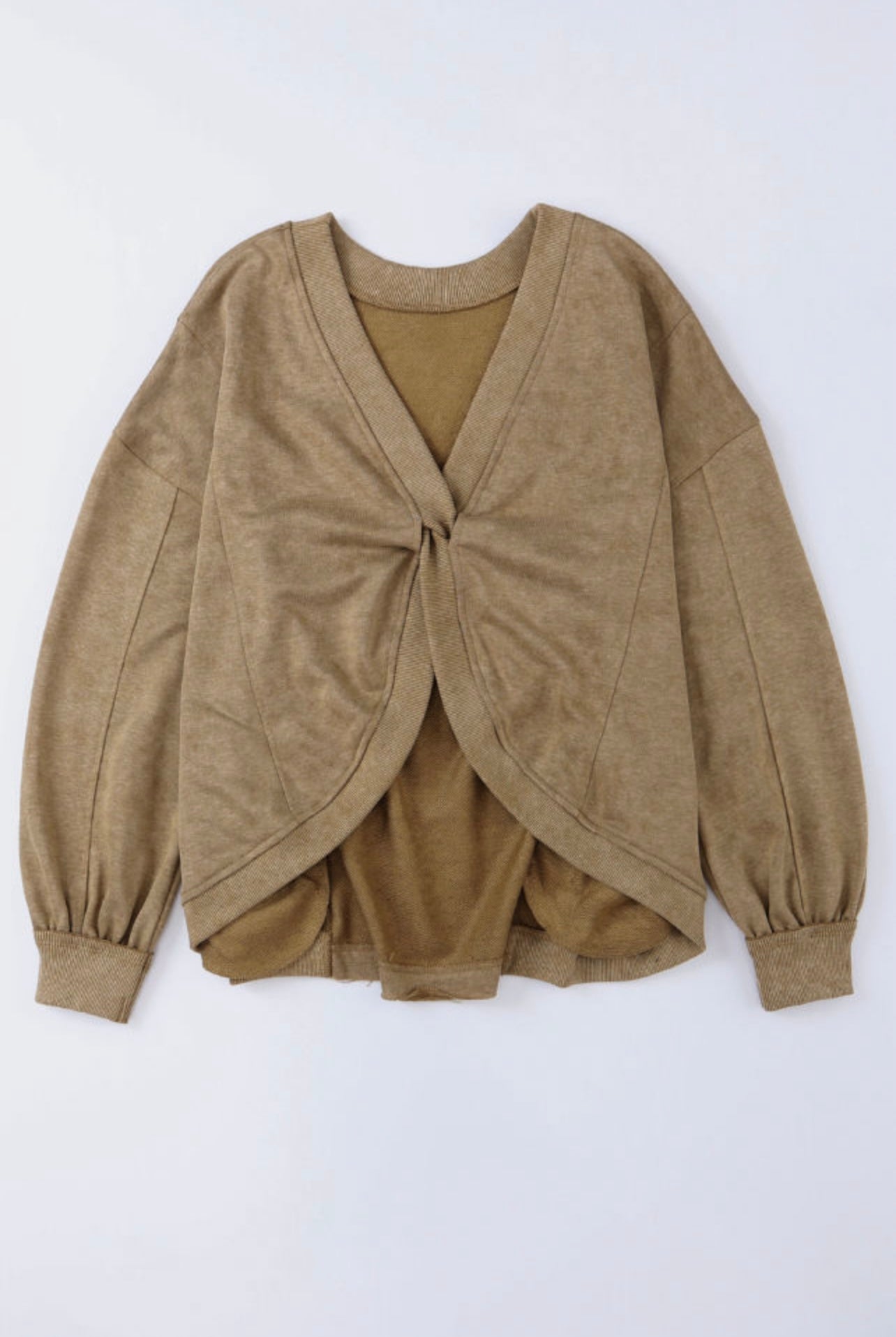 Khaki Twisted Plunge Sweatshirt