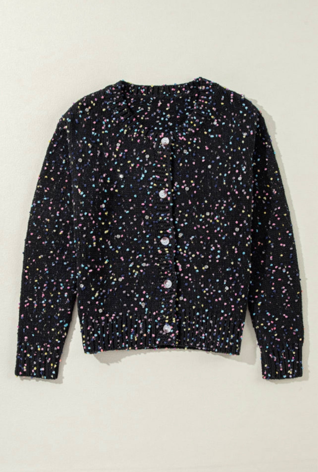 Black Rhinestone Multicolor Cardigan