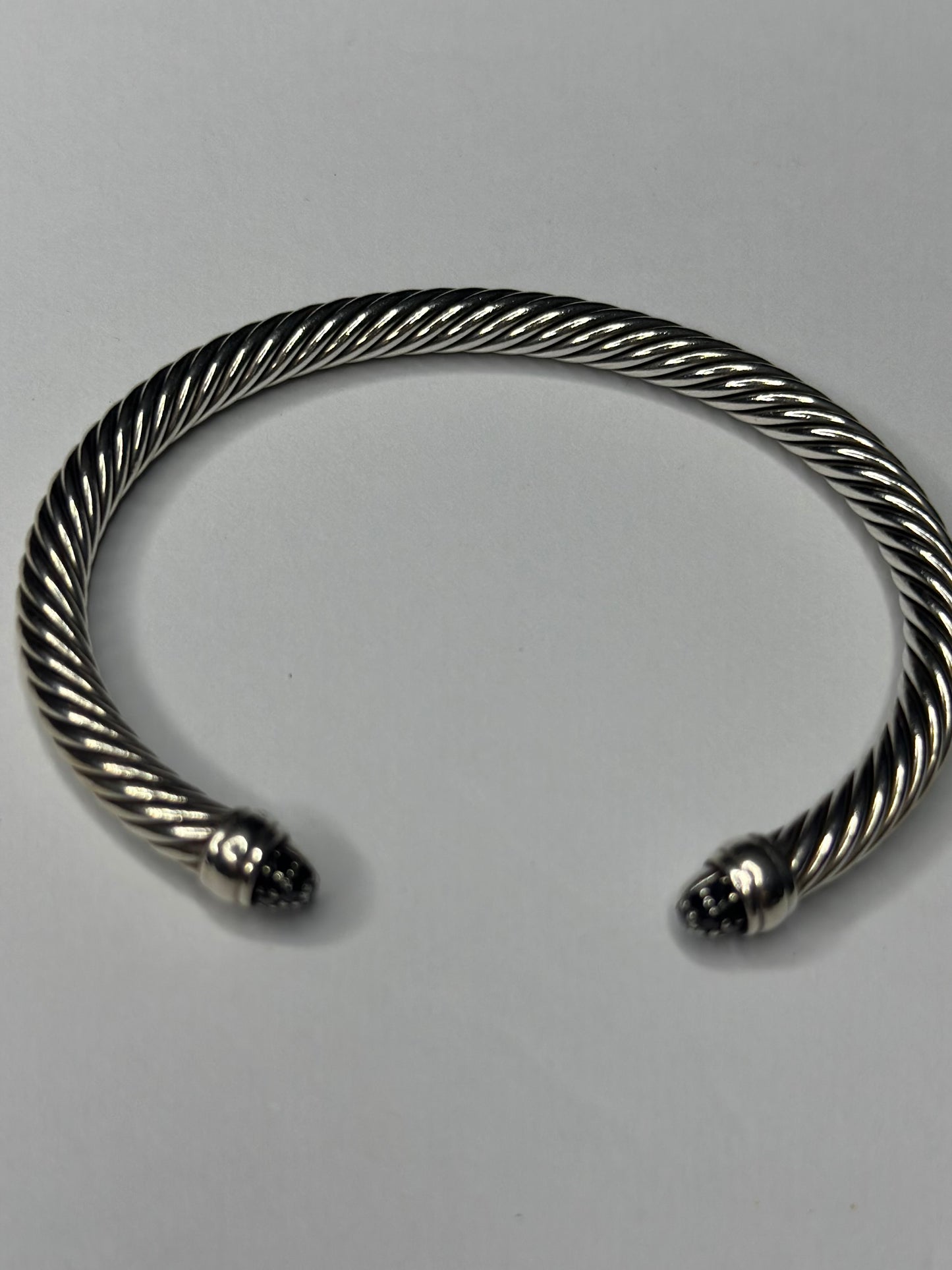 Pre-owned David Yurman Classic Bracelet Black Diamonds with Sterling Silver