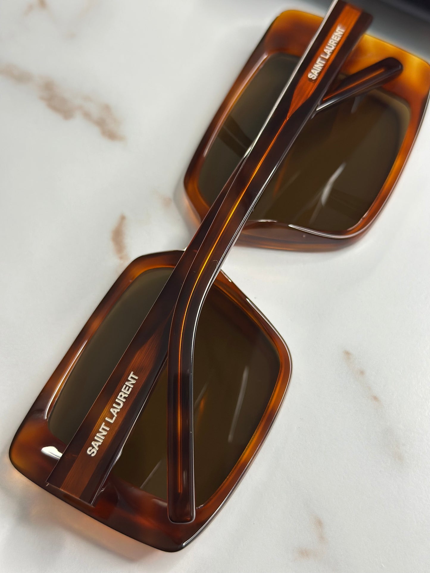 Pre-owned Saint Laurent Havana Square sunglasses