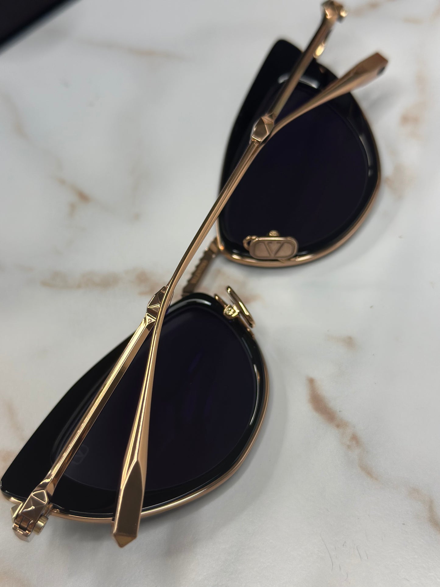Pre-owned Valentino sleek black cat eye frames gold hardware