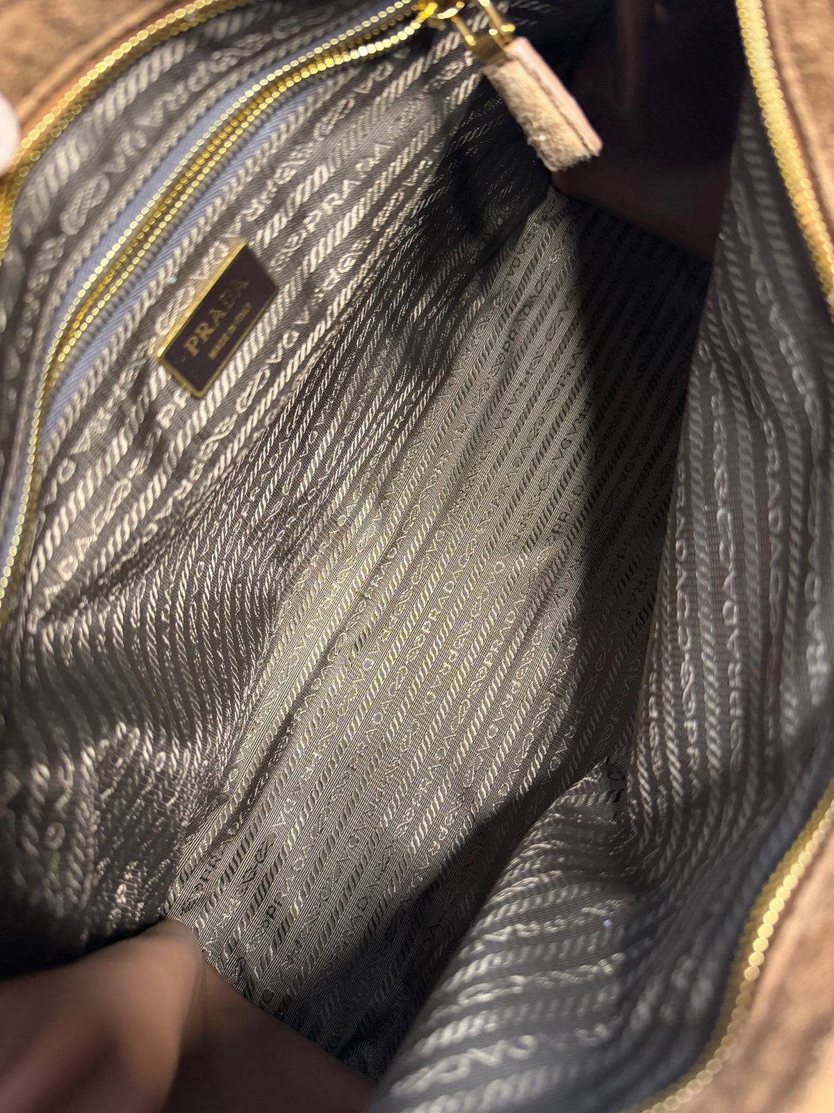 Pre-owned Prada Large Bonnie cinnamon suede shoulder bag