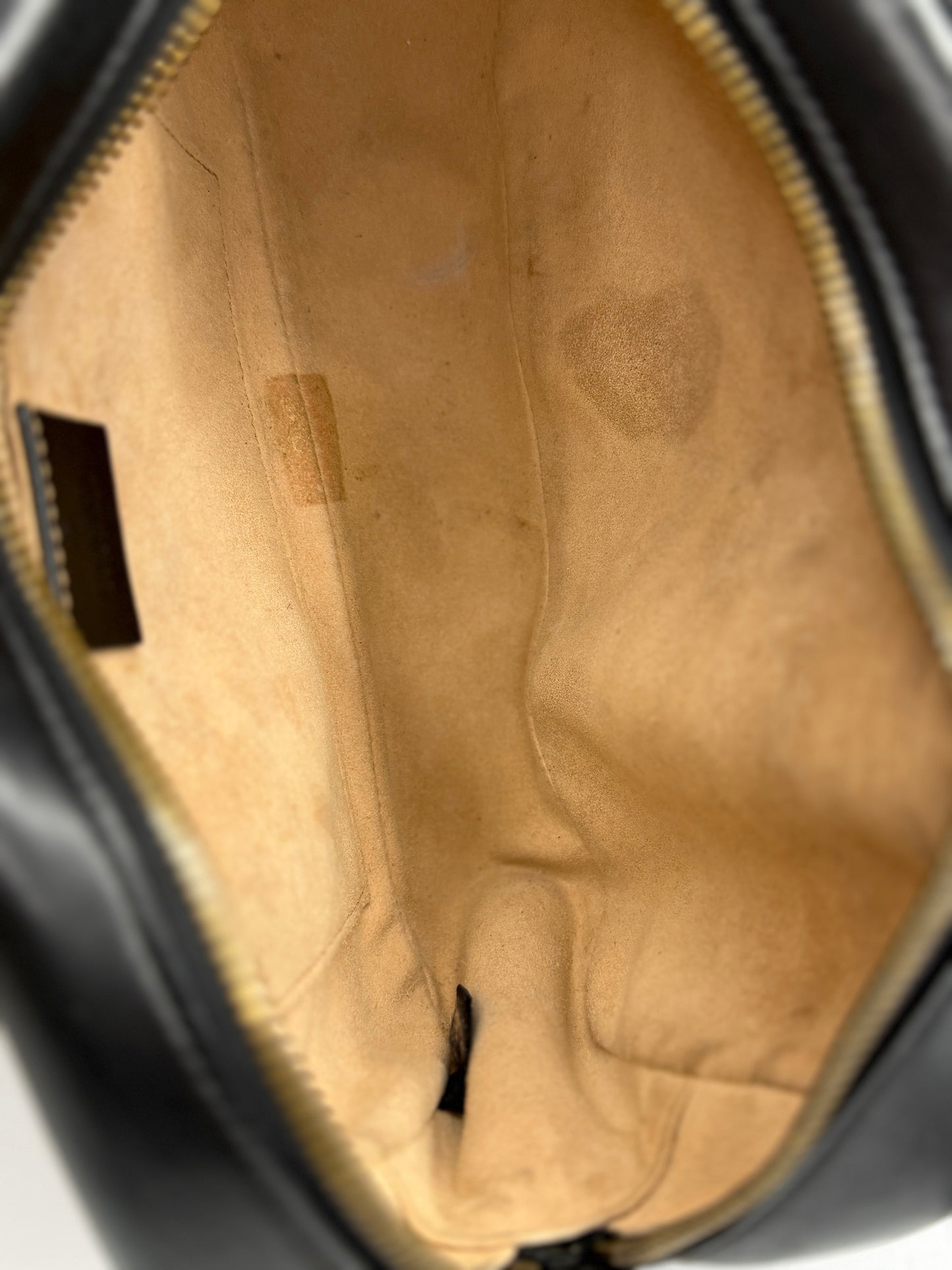 Pre-owned Gucci Marmont Small Camera Bag chevron-quilted black matelassé leather crossbody