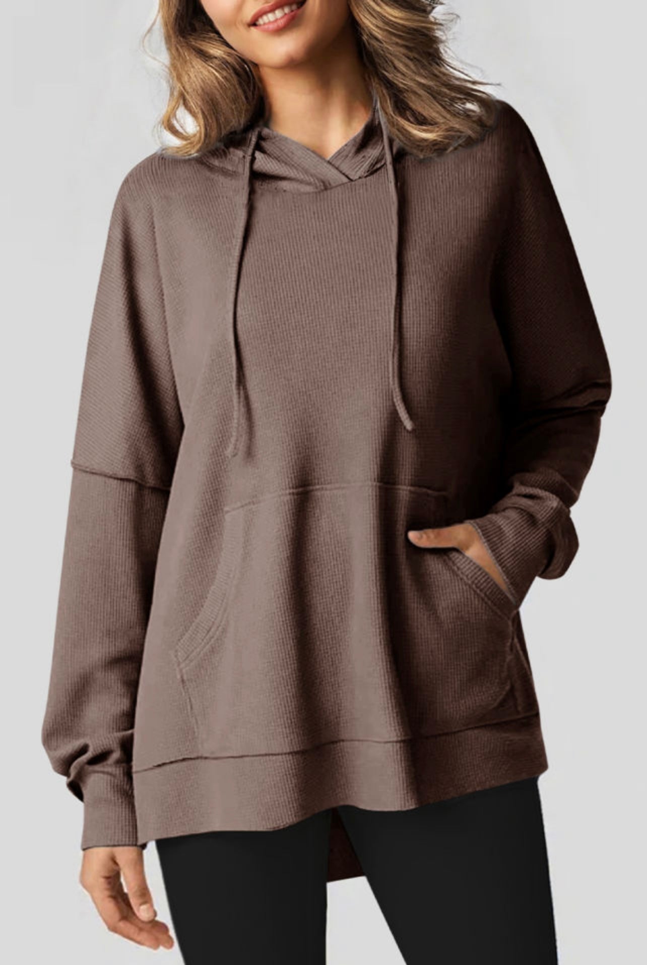 Coco Waffle Knit Split Side Hoodie