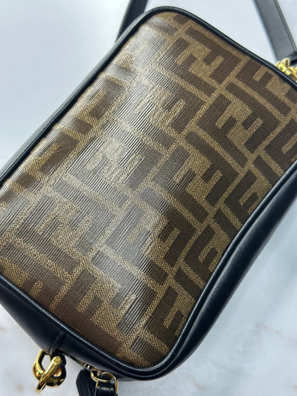 Pre-owned Fendi Glazed Fabric Vitello  Stamp Camera Bag