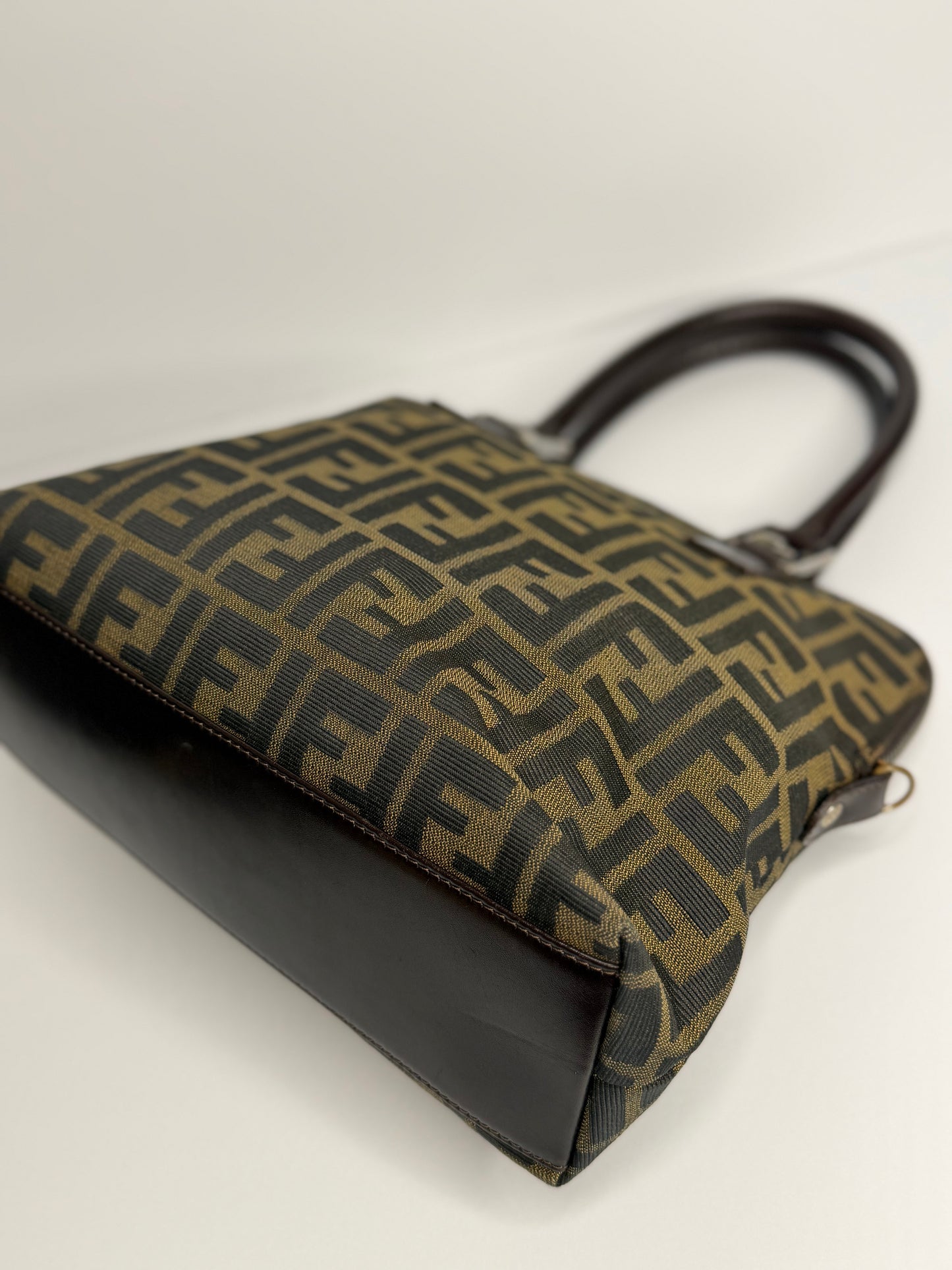 Pre-owned Fendi Zucca brown satchel top handle tote