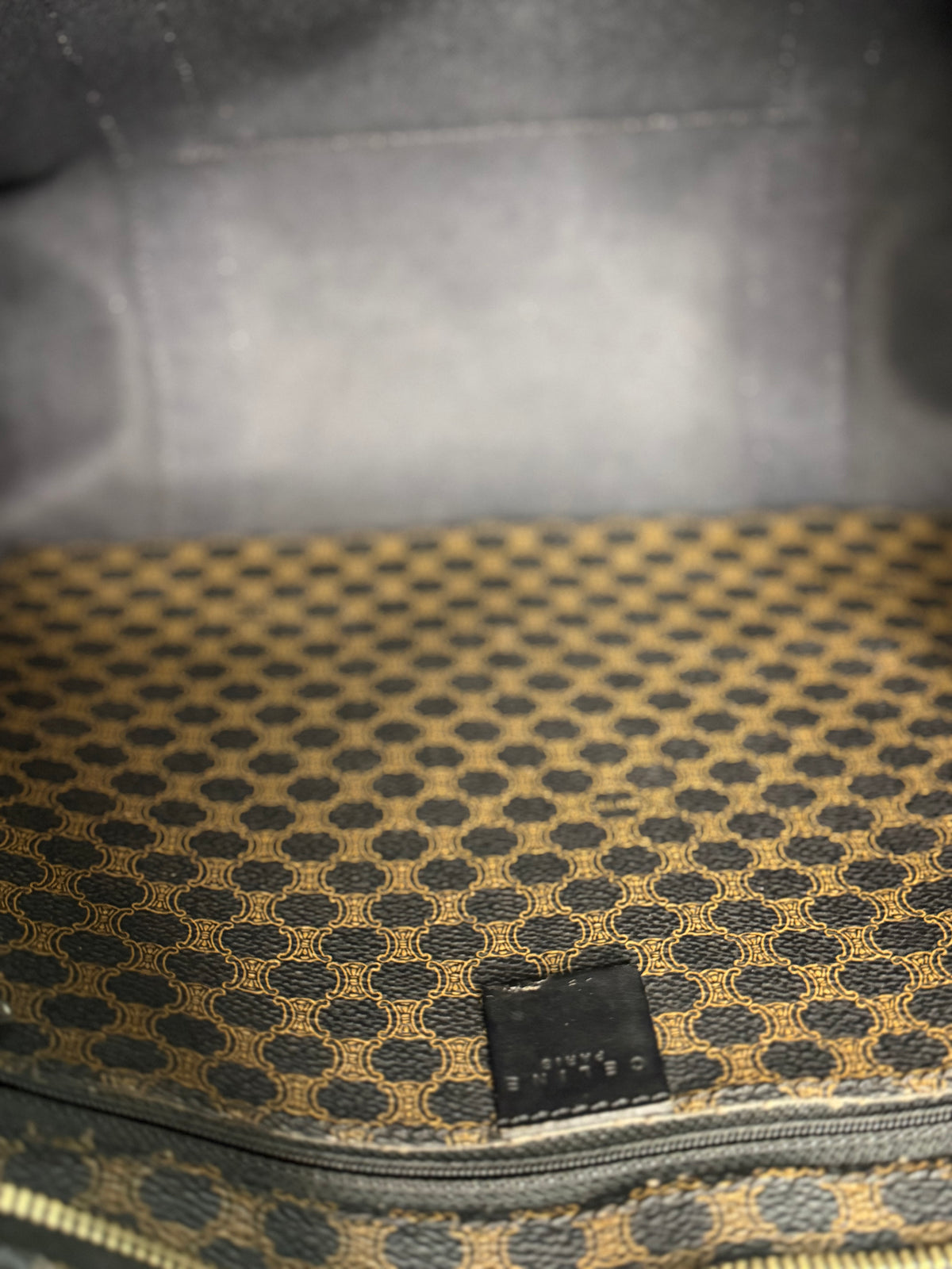 Pre-owned Celine black x brown macadam canvas tote