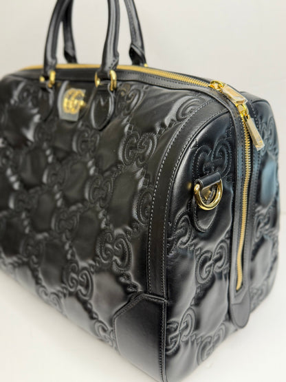 Pre-owned Gucci GG matelassé leather duffel bag