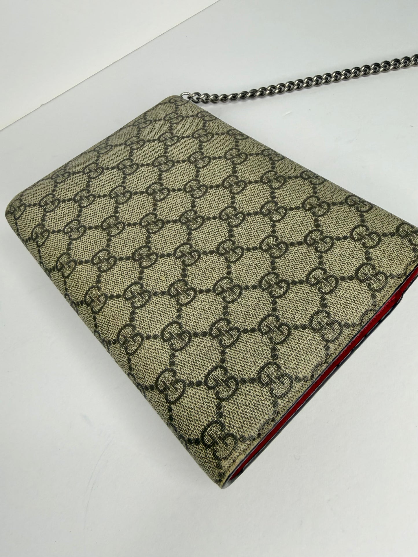 Pre-owned Gucci GG canvas Dionysus wallet on chain