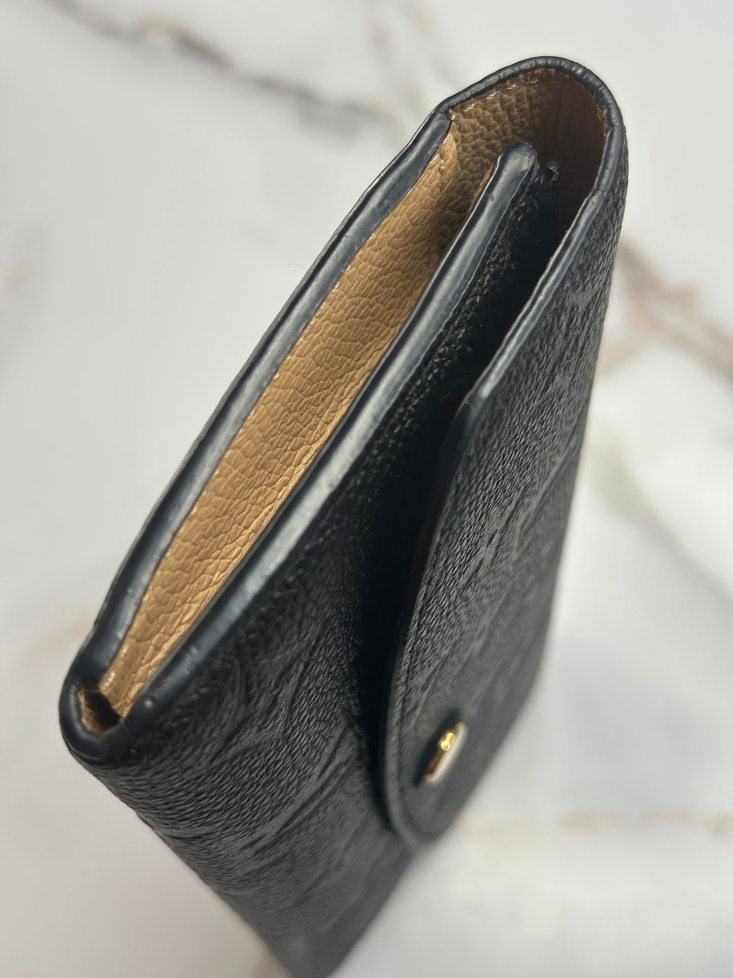 Pre-owned Louis Vuitton black Empriente leather monogram Emilie wallet