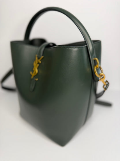 Pre-Owned YSL Shiny Calfskin Le 37 Bucket Bag Vert Fonce