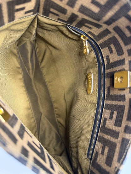 Pre-owned FENDI Zucchino Shoulder Bag Canvas Brown