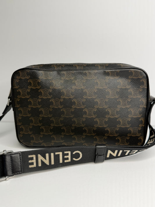 Pre-owned Celine Medium Triomphe Coated Canvas Messenger Bag