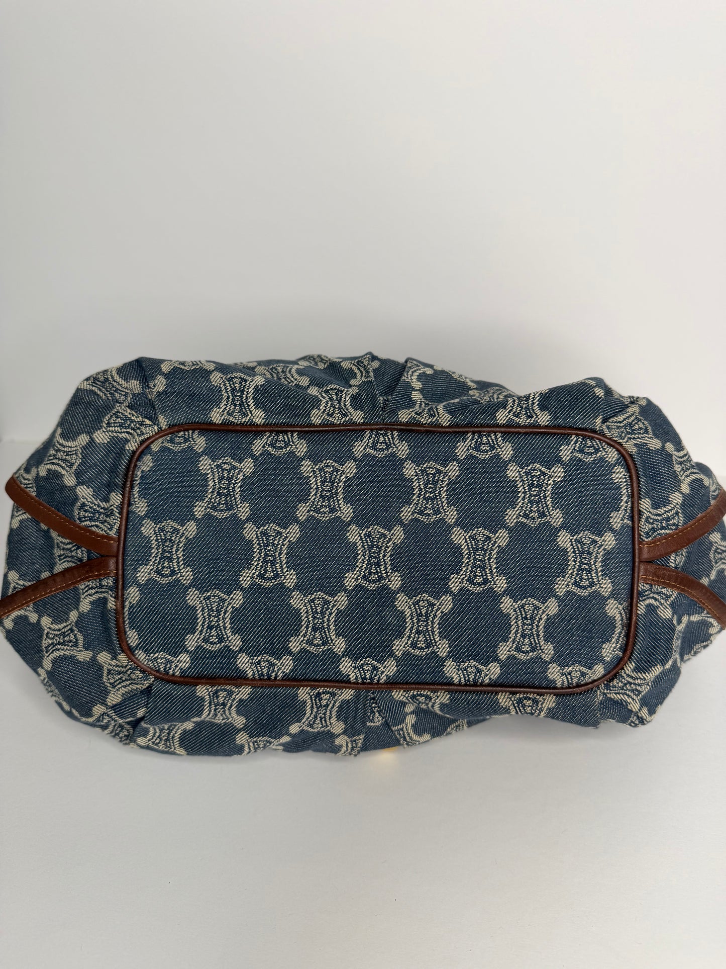 Pre-owned Celine Macadam denim and leather Bittersweet hobo bag