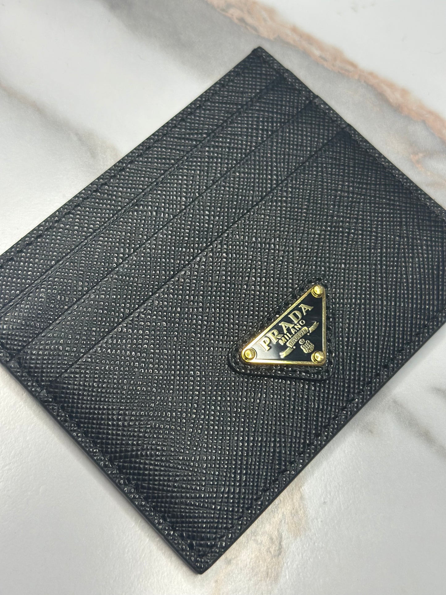 Pre-owned Prada black Saffiano leather card holder