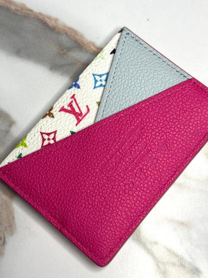 Pre-owned Louis Vuitton x Takashi Murakami Criss-Cross Card Holder in Kawaii Pink