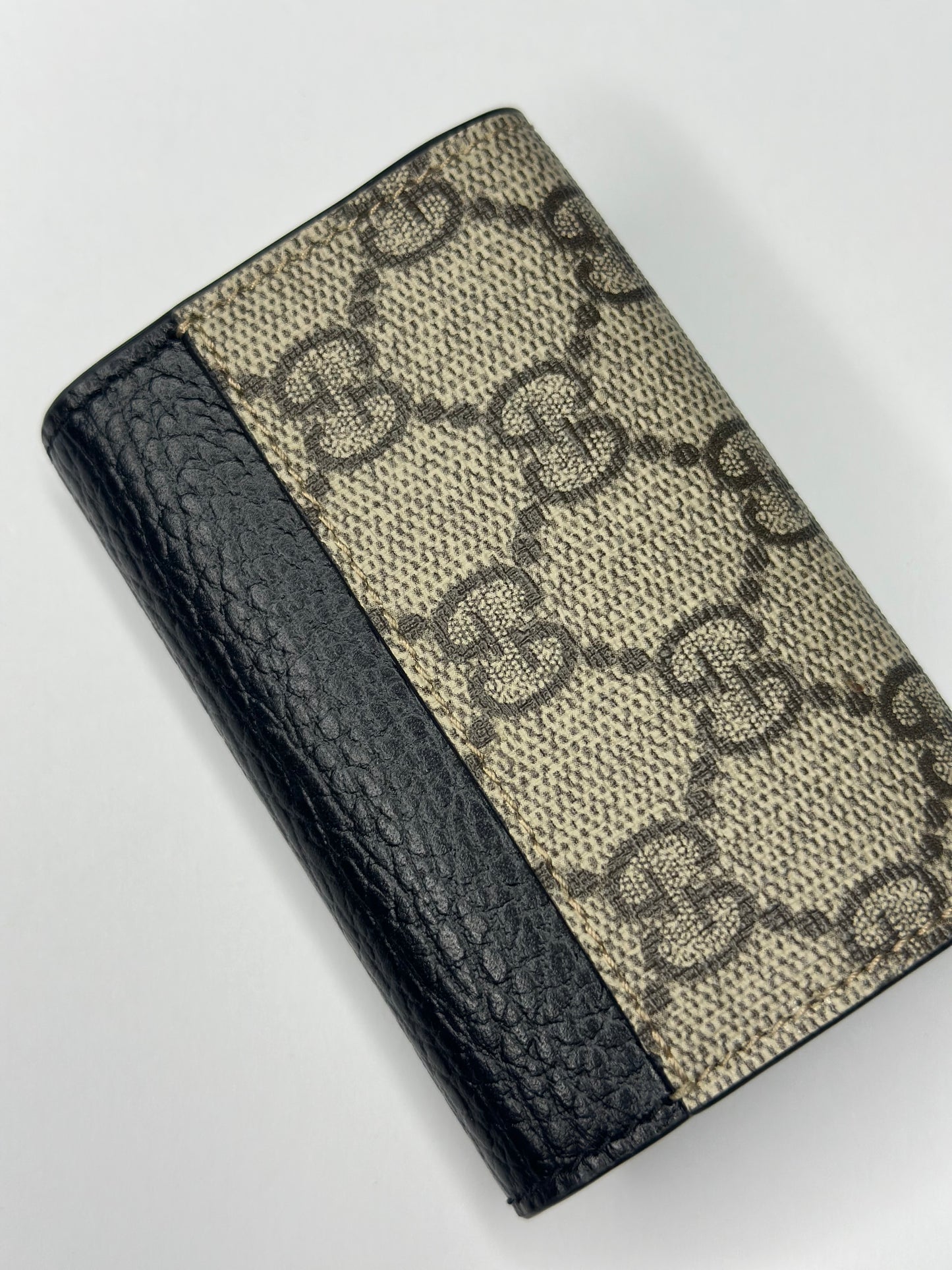 Pre-owned Gucci GG Marmont leather x canvas key holder
