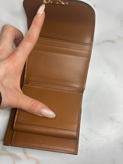 Pre-owned Celine triomphe flap compact wallet