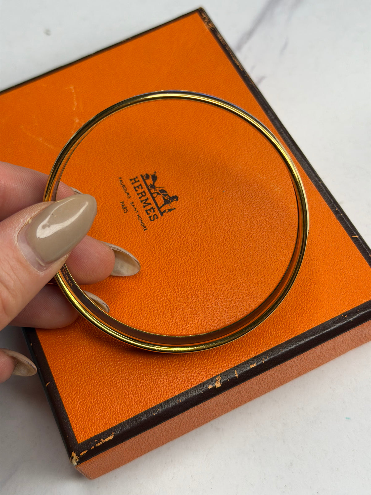 Pre-owned Hermes Emaillé Chaîne d'Ancre Bangle Bracelet GM