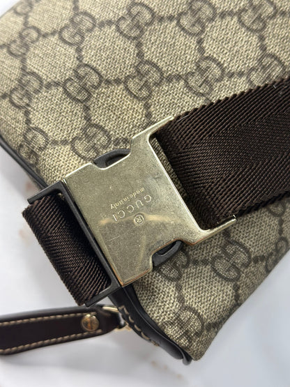 Pre-owned Gucci GG Supreme Monogram Belt Bag Dark Brown