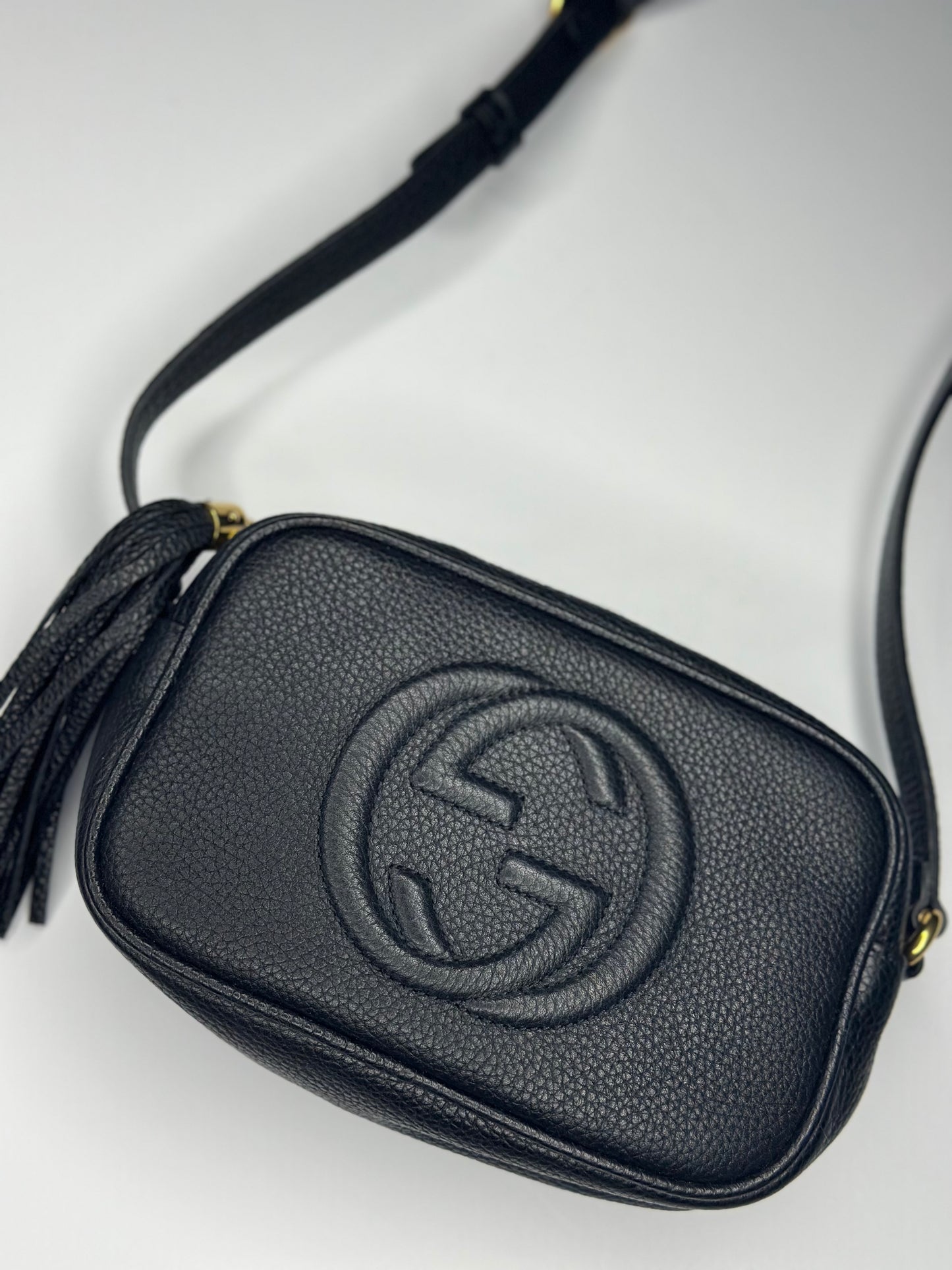Pre-owned Gucci Soho Disco bag in black pebbled calfskin leather crossbody