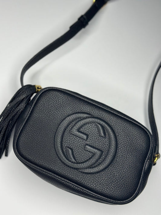 Pre-owned Gucci Soho Disco bag in black pebbled calfskin leather crossbody