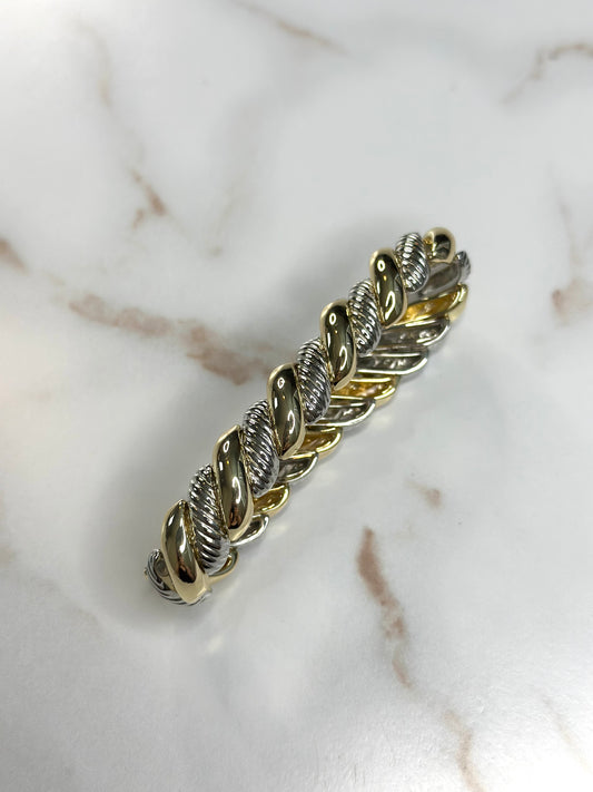 Alana braided two tone stretch bracelet