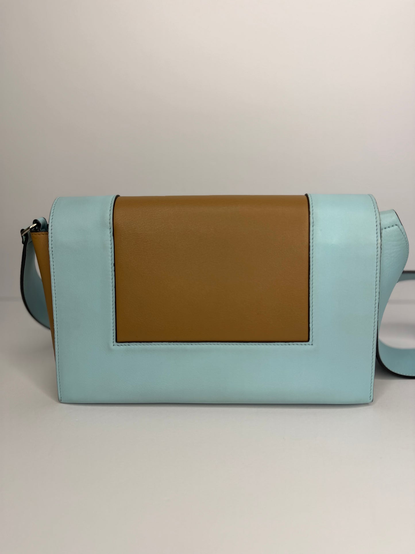Pre-owned Celine frame medium blue x brown shoulder bag