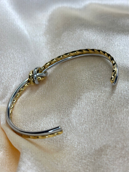 Santa Monica knot cuff two tone bangle