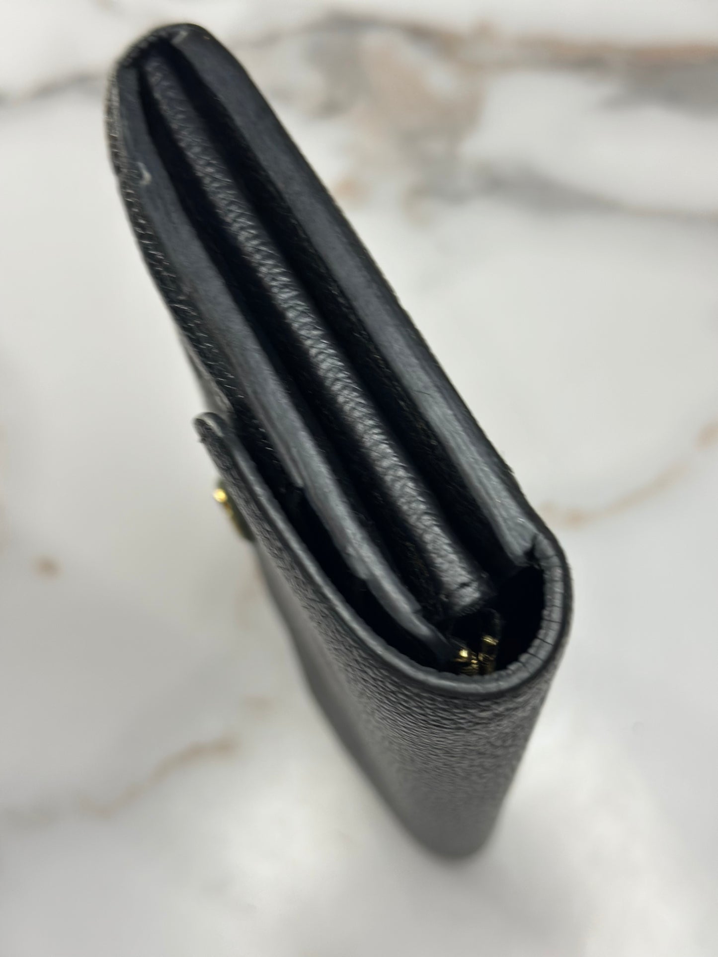 Pre-owned Louis Vuitton black Empriente leather Sara wallet