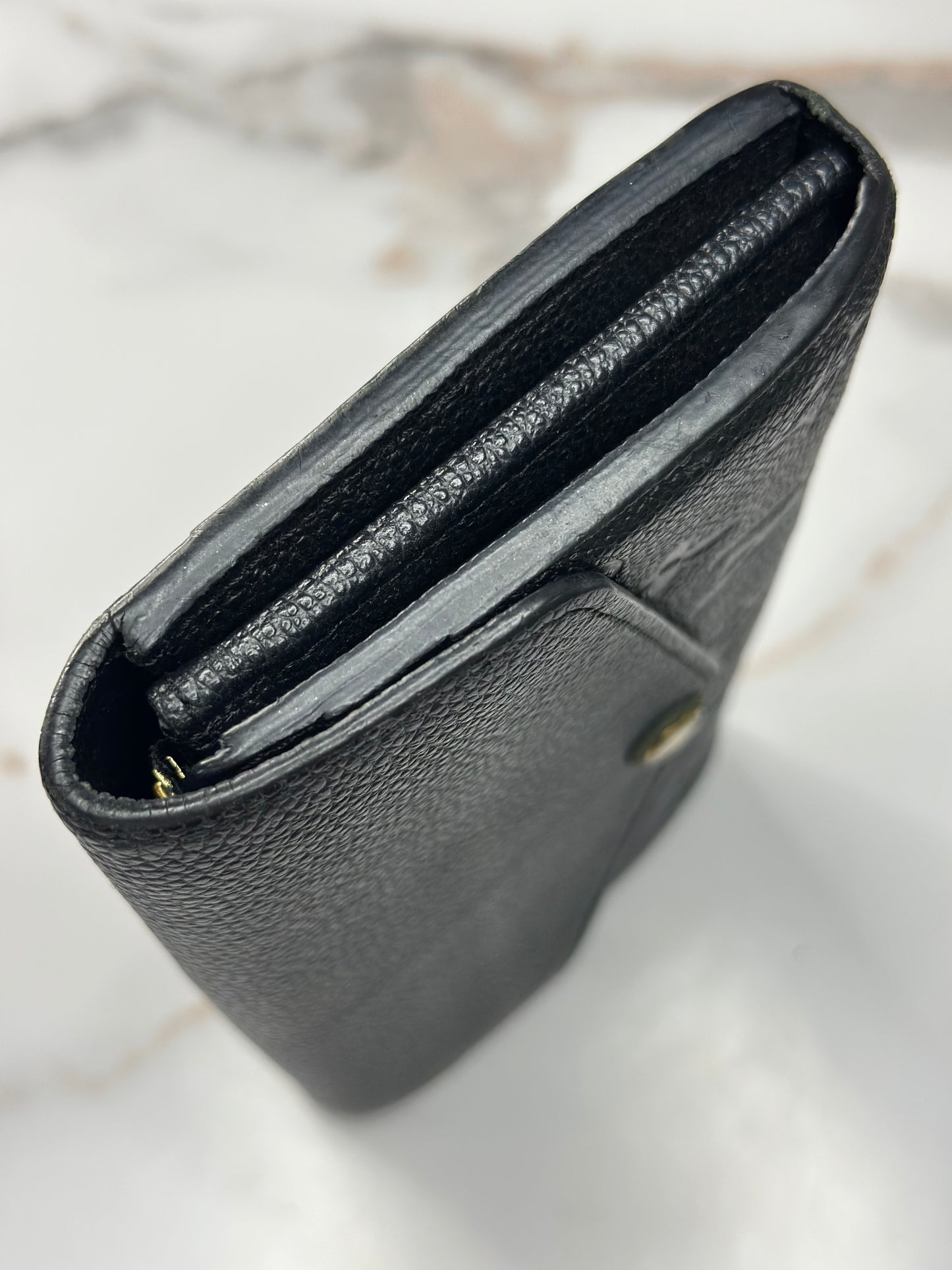 Pre-owned Louis Vuitton black Empriente leather Sara wallet
