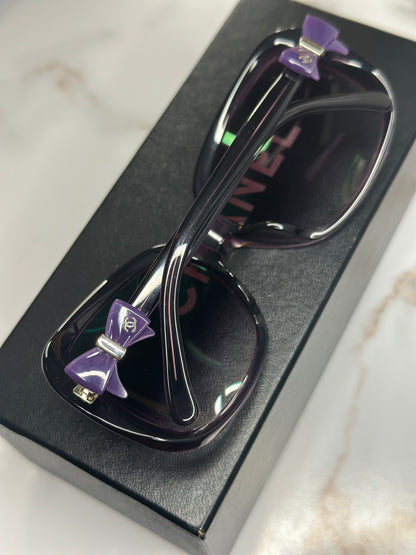 Pre-owned Chanel Acetate CC Bow purple Sunglasses