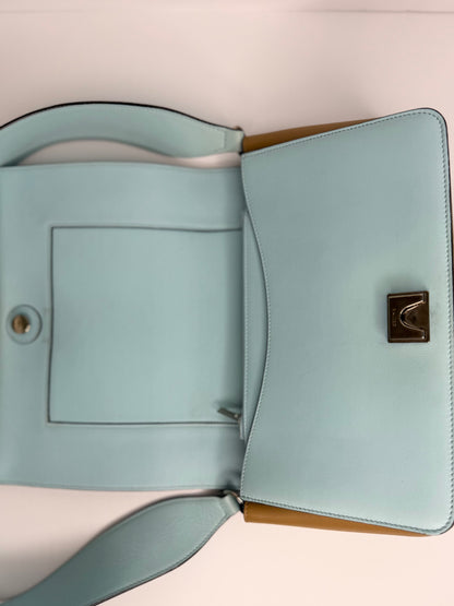 Pre-owned Celine frame medium blue x brown shoulder bag