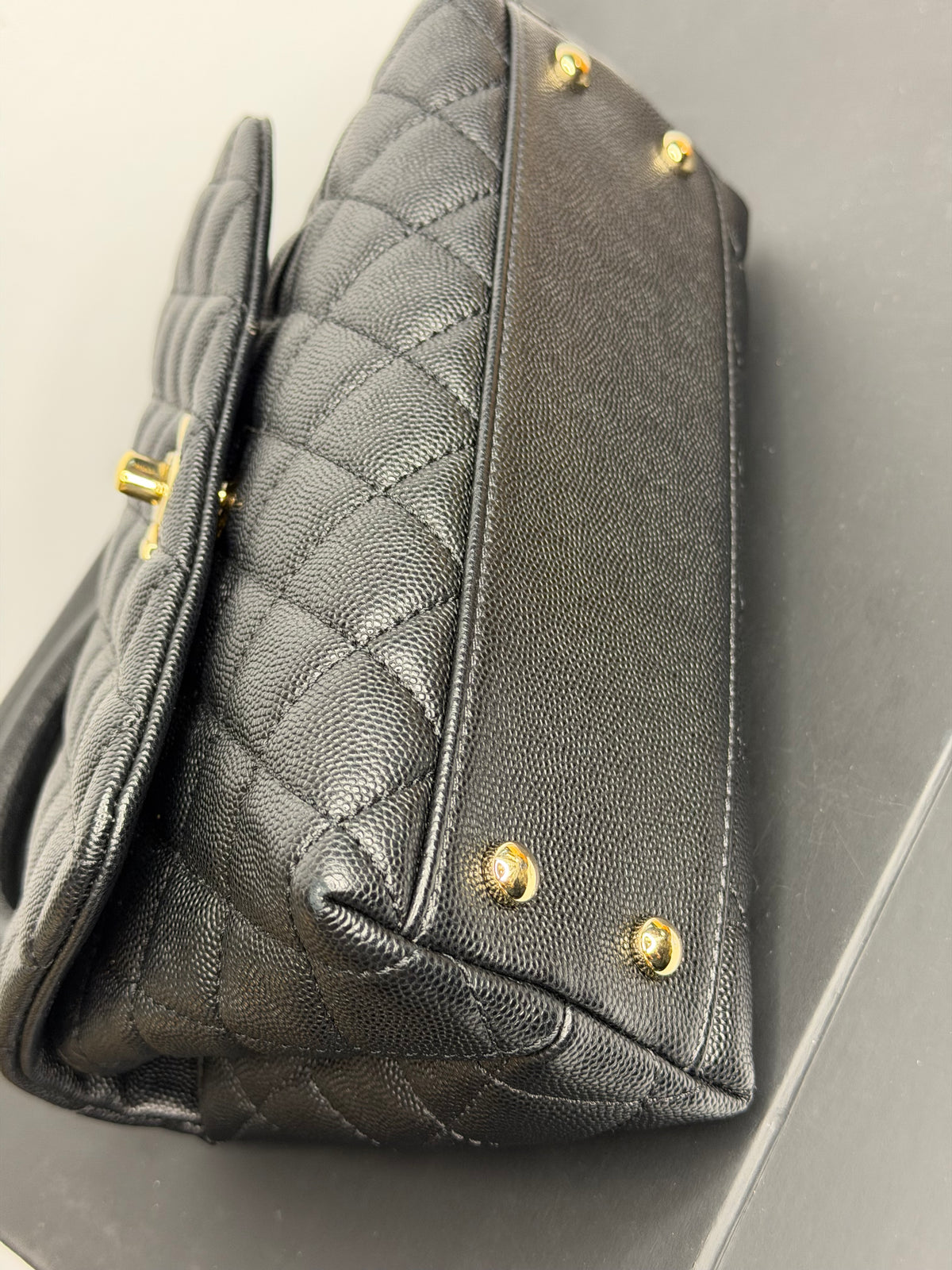 Pre-owned Chanel quilted, caviar, leather small coco top handle shoulder bag