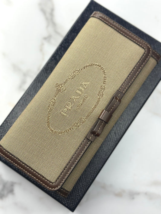 Pre-owned Prada beige x Brown canvas long wallet
