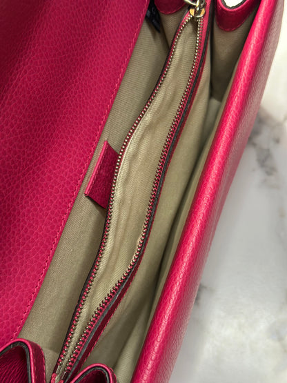 Pre-owned Gucci Hot Pink Leather Medium Dionysus Shoulder bag w/Crystal embellishments