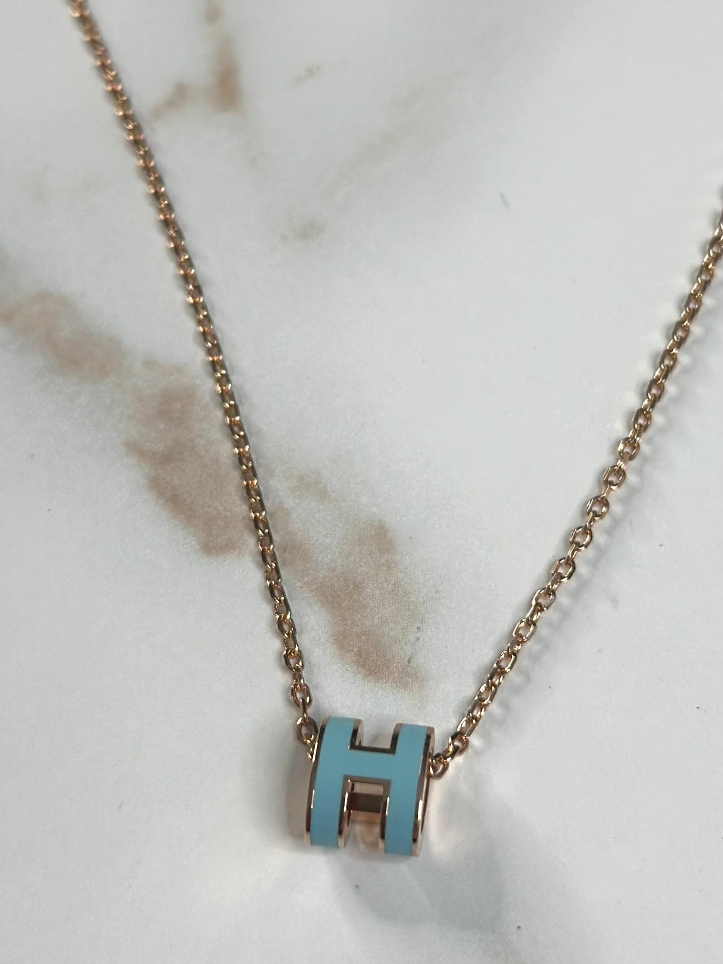 Pre-owned Hermes Pop H Pendant Chain Necklace Metal and Enamel Mini