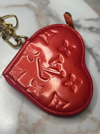 Pre-owned Louis Vuitton Vernis Heart Coin Purse Rose Pop